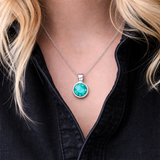 Tear drop aquamarine cubic zirconia pendant silver