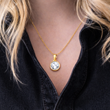 Tear drop crystal cubic zirconia pendant gold