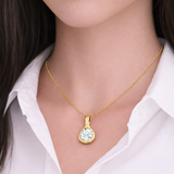 Tear drop gold crystal zirconia pendant