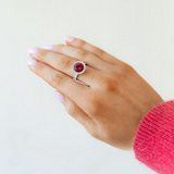 Twisted Red Velvet Halo Ring
