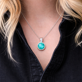 Tear drop aquamarine cubic zirconia pendant silver