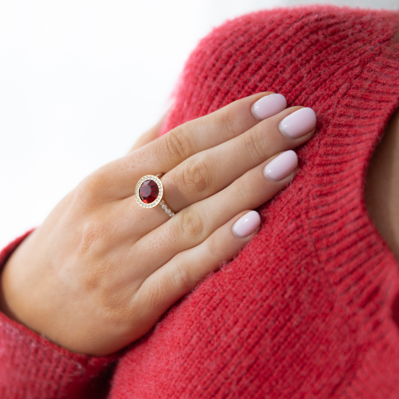 Melano Red Velvet Halo Ring