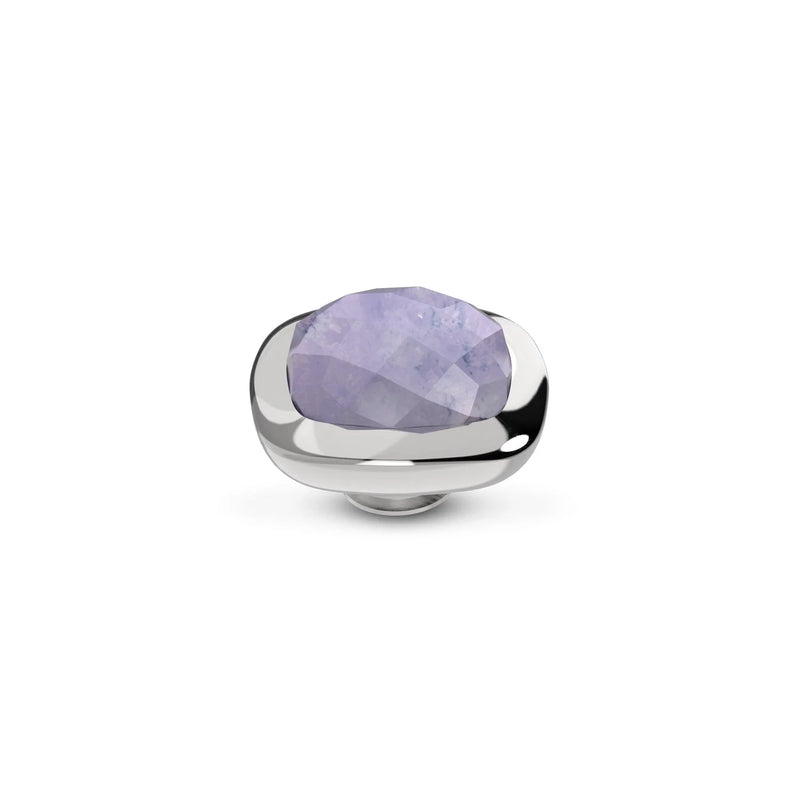 Vivid Range Lined Purple Jade Top Silver 10mm