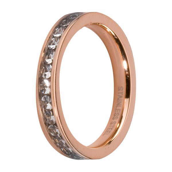 Melano Side Ring clear stone Rose Gold